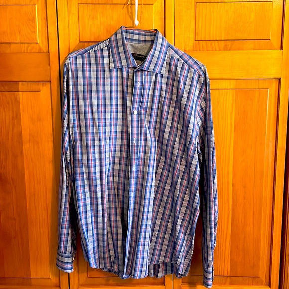 Pronto Uomo Other - Pronto Uomo Blue/Red Window Pane Dress Shirt